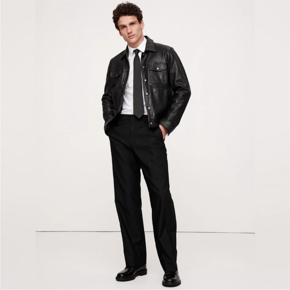 NWT! Banana Republic Black Signature Italian Hopsack Suit Pant